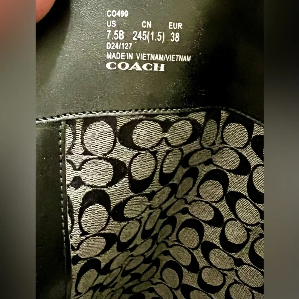 New COACH  Faith knee high lug sole Riding Boots - Black 7.5